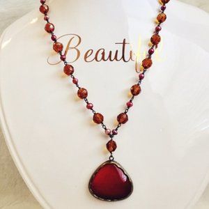 Vintage Glass Bead Boho Necklace